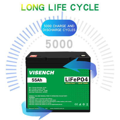 Visench Best Seller 12 V 55Ah Deep Cycle Solar Rv Caravan Marine 12 Volt Lithium Ion Batteries 12V 55Ah Lifepo4 Battery