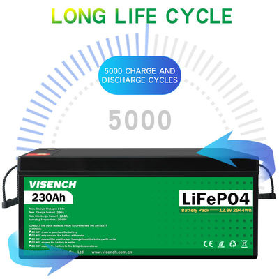 Visench Deep Cycle Storage Energy System 12V 230Ah LiFePO4 Rechargeable Lithium iron Phosphate Battery