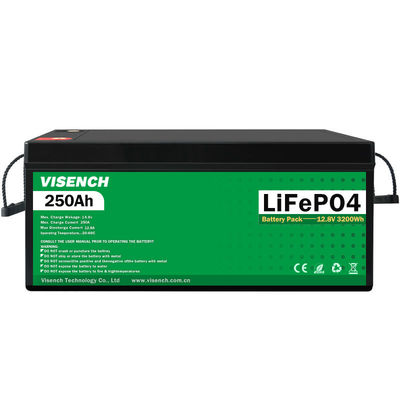 Visench Deep Cycle Storage Energy System 12V 250Ah LiFePO4 Rechargeable Lithium Iron Phosphate Battery