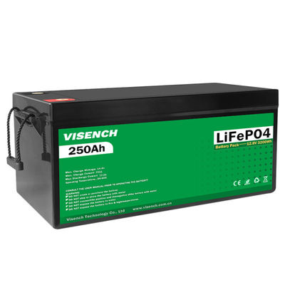 Visench Deep Cycle Storage Energy System 12V 250Ah LiFePO4 Rechargeable Lithium Iron Phosphate Battery