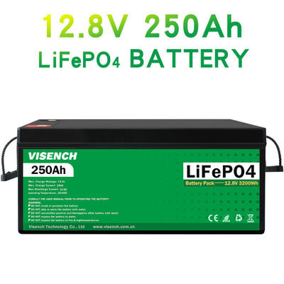 Visench Deep Cycle Storage Energy System 12V 250Ah LiFePO4 Rechargeable Lithium Iron Phosphate Battery