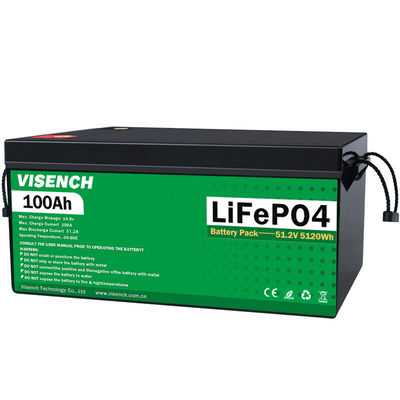 Visench Rechargeable Lithium Ion Batteries 51.2V 100Ah 24 Volt Custom LiFePO4 Battery Pack