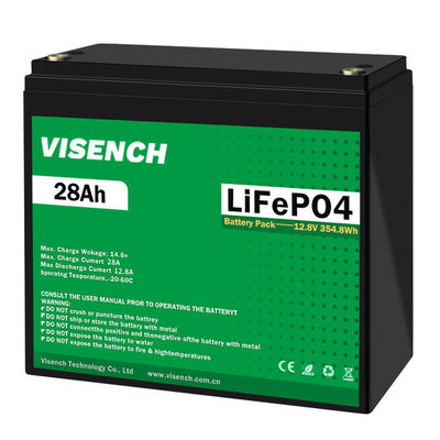Visench 12.8V Lifepo4 Battery 12V 28Ah Lithium Iron Battery Pack Deep Cycle Times