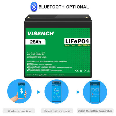 Visench 12.8V Lifepo4 Battery 12V 28Ah Lithium Iron Battery Pack Deep Cycle Times
