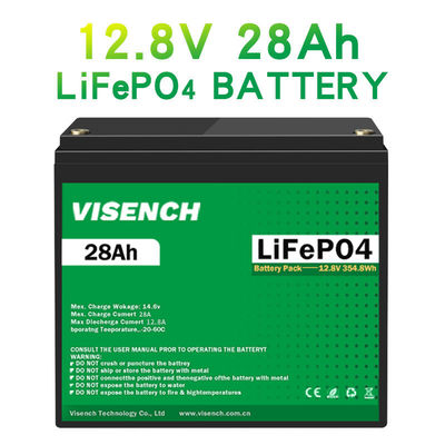 Visench 12.8V Lifepo4 Battery 12V 28Ah Lithium Iron Battery Pack Deep Cycle Times