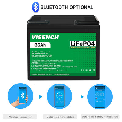 Visench 12V 35Ah Deep Cycle Digital Rechargeable Lithium Iron Phosphate Battery 12.8V Lifepo4 Lithium Ion Battery