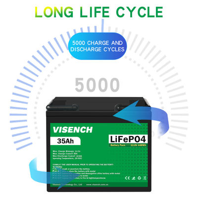 Visench 12V 35Ah Deep Cycle Digital Rechargeable Lithium Iron Phosphate Battery 12.8V Lifepo4 Lithium Ion Battery