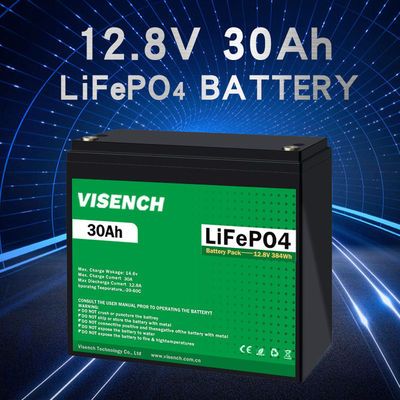 Visench 12V 30Ah Lithium Ion Iron Phosphate Battery Rechargeable 12.8V Lifepo4 Battery Pack