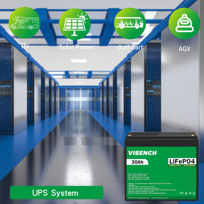 Visench 12V 30Ah Lithium Ion Iron Phosphate Battery Rechargeable 12.8V Lifepo4 Battery Pack