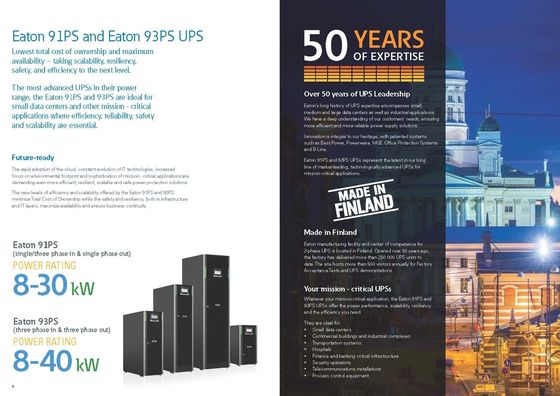 On-line Eaton 91PS Series Pure Sine Wave 10kva 10kw 220v 15kva 15kw 30kva 30kw EMC Standard Power Supply UPS