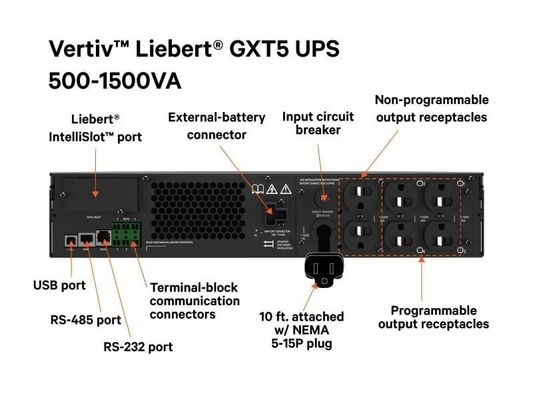 Vertiv Liebert GXT5-3000LVRT2UXL 500VA-3KVA Single Phase Pure Sine Wave PF0.9 UPS For Networking/Computer