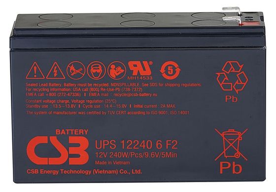 CSB Battery UPS122406 12V 240W Maintenance-Free VRLA Lead Acid 240W Battery for UPS Data Center