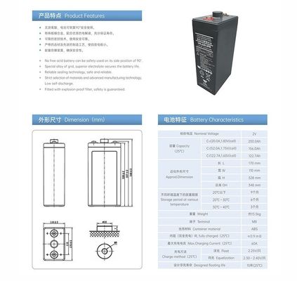 YUASA UXL220-2FR 2V 200Ah Square Battery for Solar System Electric Power Maintenance Free