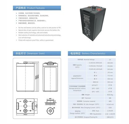 2V 400Ah Energy Storage Maintenance Free Rechargeable VRLA Battery for Solar System YUASA UXL440-2FR