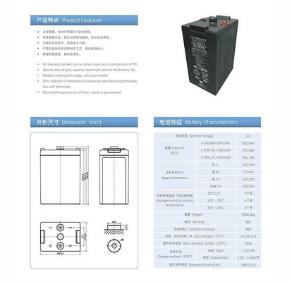 YUASA UXL550-2FR 2V 500Ah Best Energy Storage Maintenance Free Rechargeable VRLA Battery 500Ah 2V for Electric Power