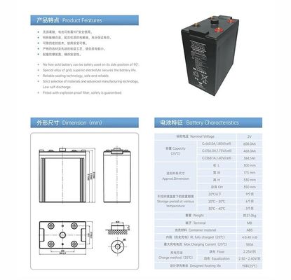 Nominal Voltage 2V 600Ah VRLA Rechargeable Battery for Electric Power Systems 2V 300Ah Energy Storage YUASA UXL660-2FR