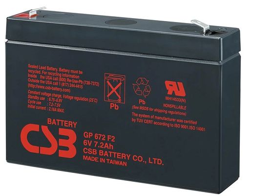 CSB Battery GP672 6V 7.2Ah Rechargeable Maintenance-Free 7.2Ah Lead Acid Battery