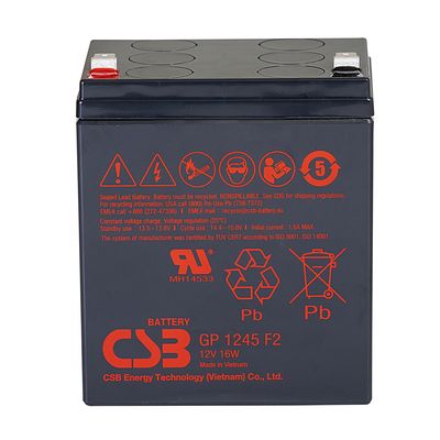 CSB Battery GP1245 12V 16W High Performance Rechargeable Maintenance-Free VRLA 16W Battery
