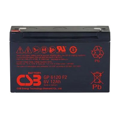 CSB GP6120 6V 12Ah Maintenance-Free Valve Regulated Lead Acid Battery