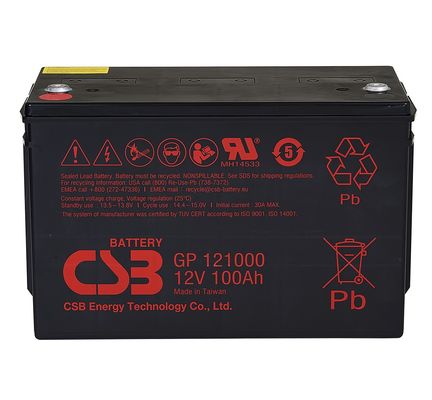 CSB Battery GP121000 12V 100Ah High Performance Rechargeable Maintenance-Free Lead Acid Battery 12V 100Ah