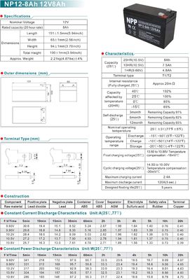 NPP NP12-8Ah Best Energy Storage Maintenance Free Rechargeable Sealed Lead Acid 12V 8Ah Battery