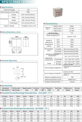 NPP NP12-50Ah Rechargeable Gel Deep Cycle Battery Valve Regulated Lead Acid Battery Storage Battery for Off Grid Solar System