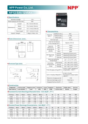NPP NP12-5Ah Best Energy Storage Maintenance Free Rechargeable Sealed Lead Acid 12V 5Ah Gel Battery