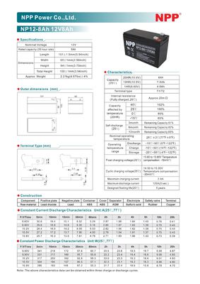NPP NP12-8Ah Best Energy Storage Maintenance Free Rechargeable Sealed Lead Acid 12V 8Ah Gel Battery