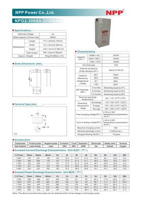 Durable NPP NPG2-300Ah Best Energy Storage Maintenance Free Rechargeable Advanced 2V 300Ah Lead-acid Battery Gel Battery