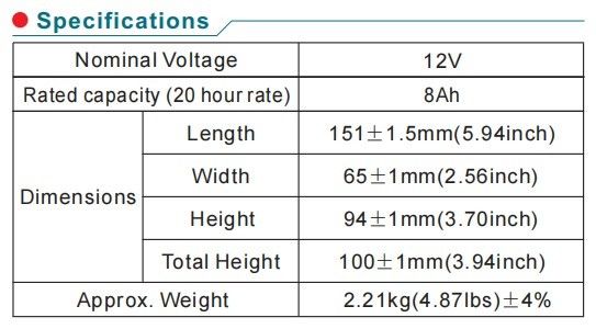 12V8AH Maintenance-Free Lead-Acid Battery Weatherproof Design for Outdoor & Agricultural Equipment
