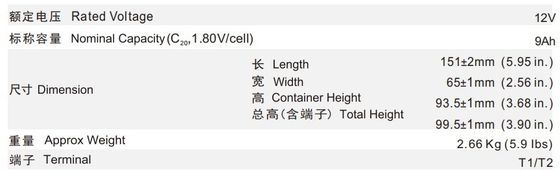 Low-Profile Lead-Acid Battery Compact and Reliable for Space-Sensitive Applications 12V9Ah 12V AGM Lead-Acid Battery