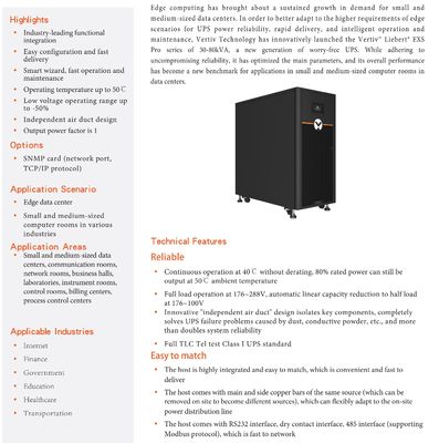 Vertiv Liebert EXS PRO 80KVA 80KW 380V Three Phase UPS Online Tower UPS Uninterruptible Power Supplies for Data Center