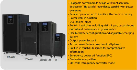 Visench Fortress 3P3P 120KVA 120KW Three Phase UPS Power Supply Tpwer Online UPS For Networking Data Center