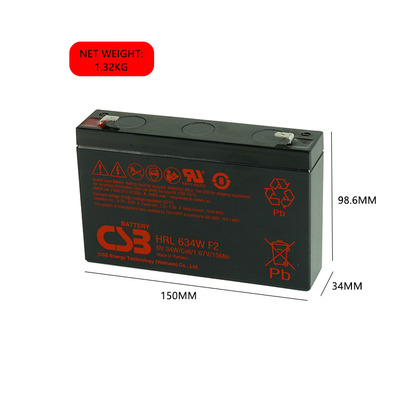 CSB Battery HRL634W 6V 34W High Performance Rechargeable Lead-Acid Dry Batteries for Electric Power