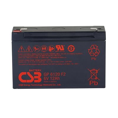 CSB GP6120 6V 12Ah Maintenance-Free Valve Regulated Lead Acid Battery