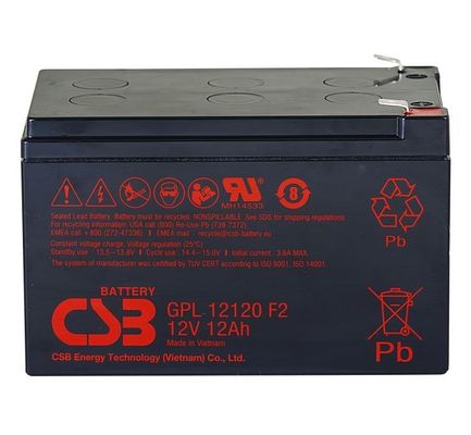 CSB Battery GPL12120 12V 12Ah Sealed Lead Acid Battery for Long Life and UPS Applications