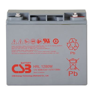 CSB HRL1280W Sealed Lead Acid Battery Extremely High Current 12V 80W Gel Battery