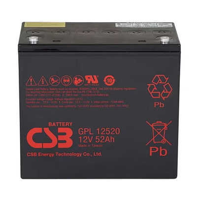 CSB Battery GPL12520 12V 52Ah Sealed Lead Acid Battery Long Life Rechargeable Battery for UPS