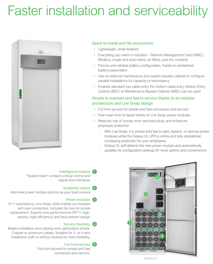 APC Data Center And Facility 3 Phase Galaxy VL UPS Scalable 200 To ...
